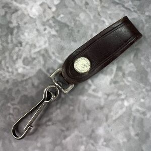 Handmade Vintage Brown Leather Keychain - Swivel Snap Hook & White Rivet Key Fob